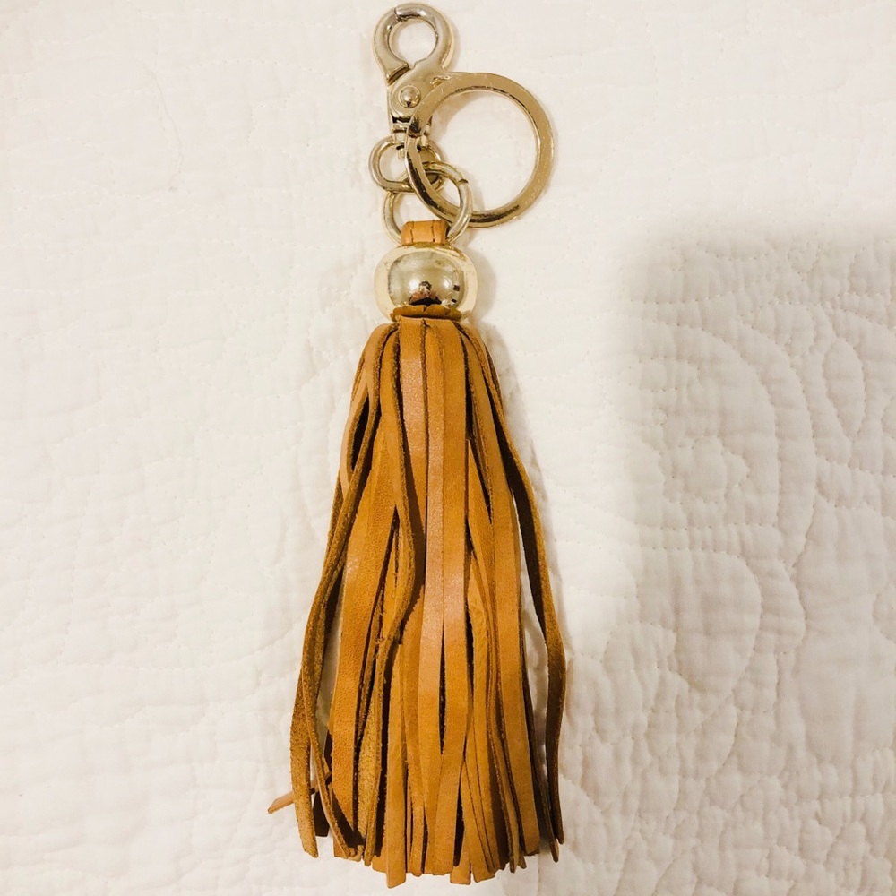 Leather Tan Tassel Car Key Chain